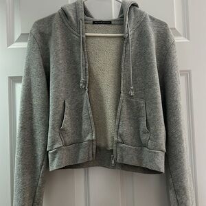 Brandy Melville Cropped Zip Jacket Gray